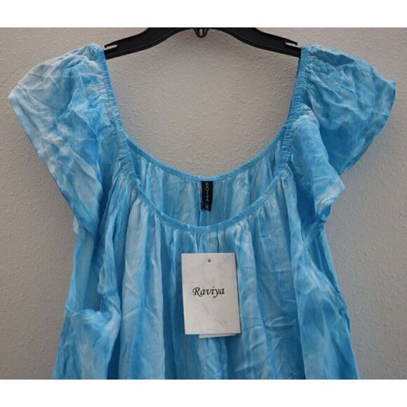 Raviya 76220PW Women's Sz Medium Turquoise Tie Dye Swim Cover-Up Dress - Picture 3 of 8